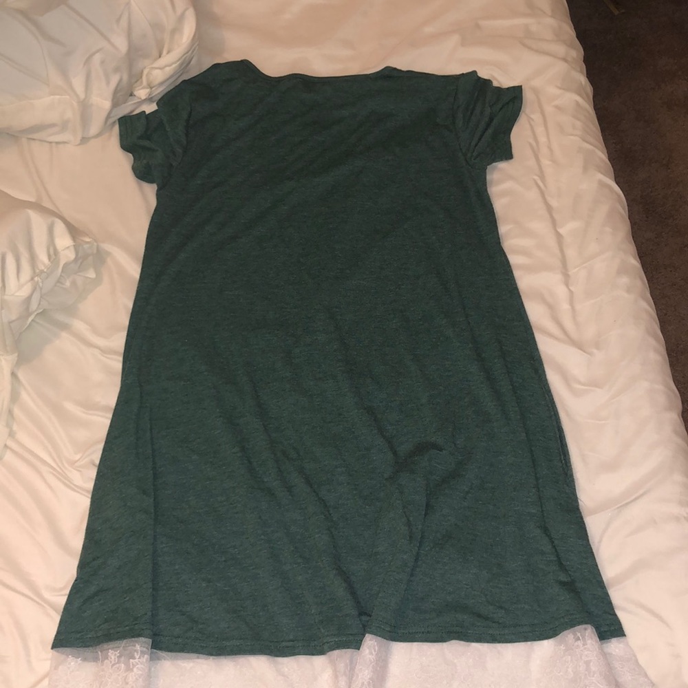 Green T-shirt dress with lace